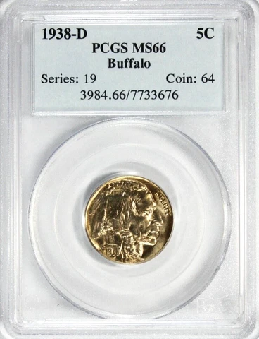 1938-D Buffalo Nickel PCGS MS 66 #GA3-76 Cover