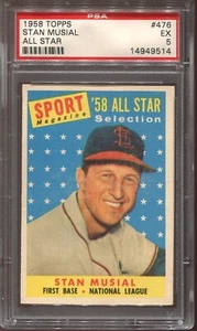 1958 Topps Baseball # 476 Stan Musial A.S. (EX) PSA 5 - Picture 1 of 2