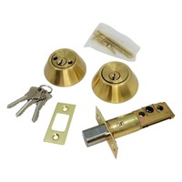 Double Sided DeadBolt Lock Entry Keyed Cylinder 3 Keys Exterior Door Satin Brass