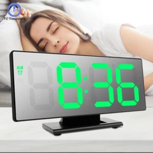 Reloj Despertador Digital Con Espejo LED Electrónica Pantalla Luz Noche Alarma - Imagen 1 de 10
