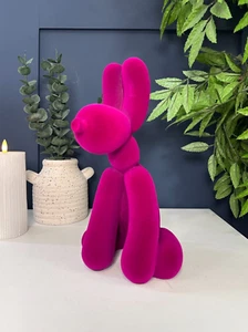 Purple Velvety Flocked Balloon Dog Art Ornament Sculpture | Home Decor Gifts - Picture 1 of 8