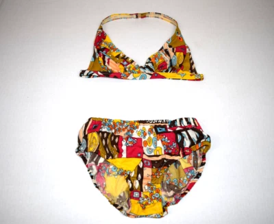 Traje de baño Bikini De colección Años 60 Arte Pop Retazos Bikini Talla 10 XS/S Francés Canadiense Foto 1 de 4