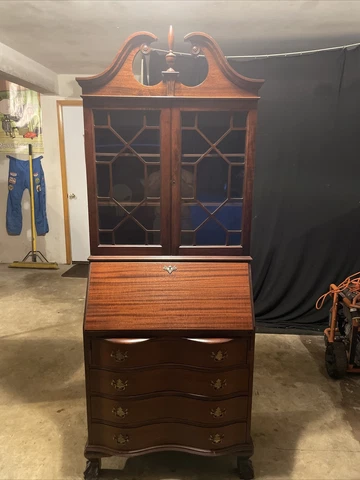 Antique Secretary Desk with Hutch Cover