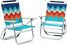 ALPHA CAMP 3-Position Lightweight Beach Chairs Portable Folding Reclining Chair