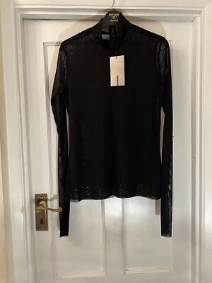 New Zara Collection Black Sheer Long Sleeve Blouse Top With Split Cuffs,Large - Image 1 of 4