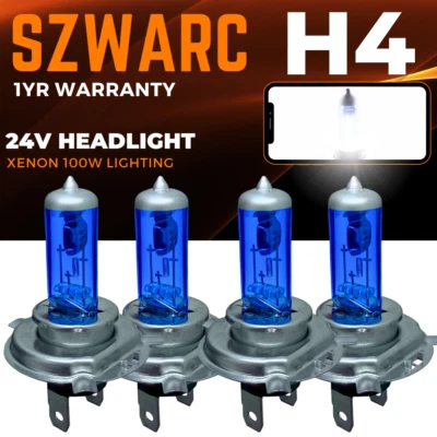 H4 24v Headlight 100w Bulb Halogen Xenon White Lamp Scania Daf Iveco Volvo Bulbs - Image 1 of 4