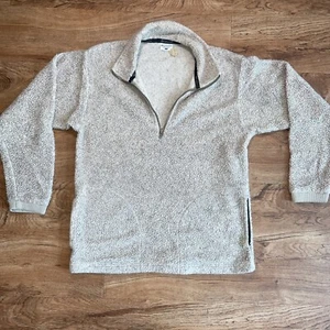 Vintage Columbia Fleece Sherpa Pullover Mens Medium Beige Tan 1/4 Zip USA Made - Picture 1 of 20