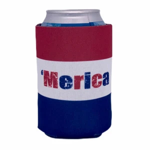 Merica Stripes Can Coolie, Murica, EE. UU., Patriotic, se adapta a lata regular de 12 oz - Imagen 1 de 4