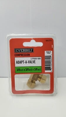 EVERBILT COMPRESSION ADAPT-A-VALVE FITTING BRASS 3/8" C 810 771 (LFPBAV-666) - Image 1 of 2