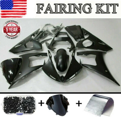 Fairing Kit For Yamaha YZF R6 2003-2004 / R6S 2006-2009 Matte Black ABS + Bolts - Imagem 1 de 4