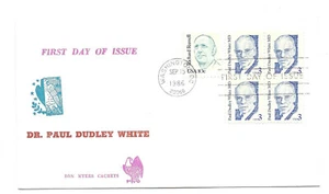 2170 3c Paul Dudley White, MD, Ron Myers Cachets block of 4, FDC - Picture 1 of 1