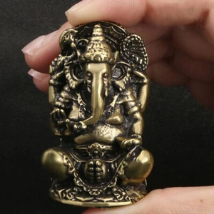 Thai Brass Elephant God Sculpture Symbolizing Prosperity and Blessings - Picture 1 of 8