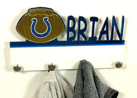 Personalized Coat Hanger Indianapolis Colts Bag Rack Towel Hook Wall Organizer Cover
