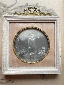 Charmant cadre ancien pour portrait Noeud Métal doré - XIXe - Imagen 1 de 5