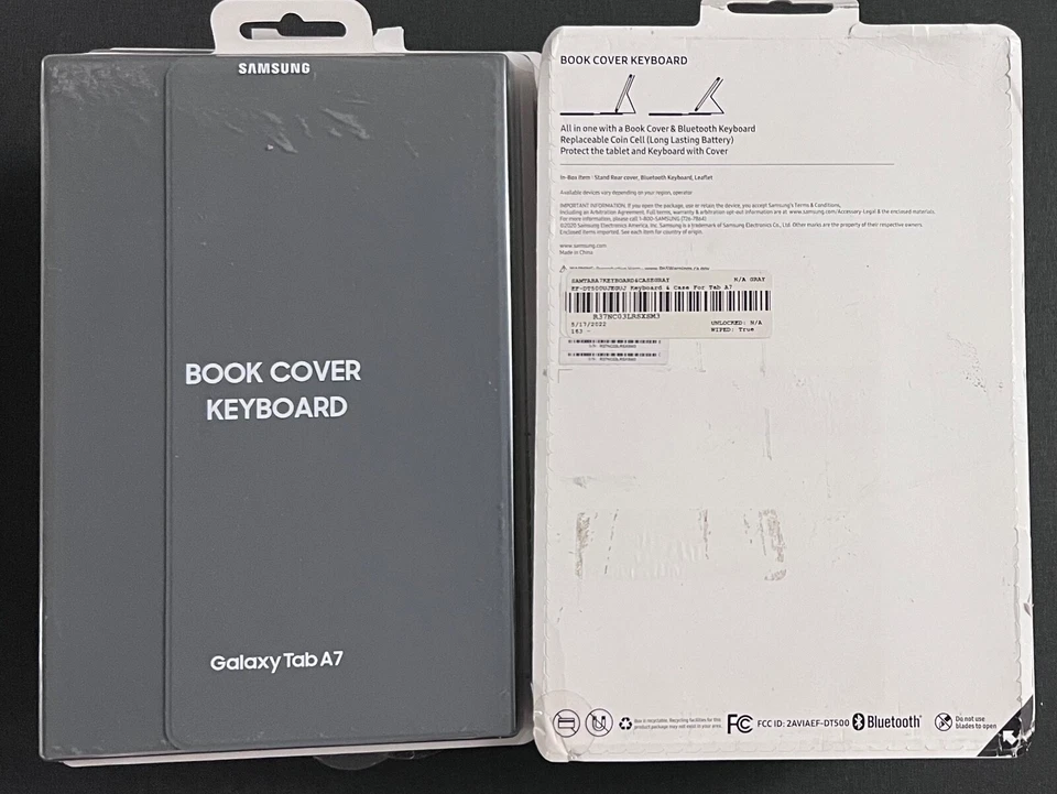 New Sealed Samsung Galaxy Tab A7 Book Cover Keyboard, Gray EF-DT500UJEGUJ - Image 1 of 1