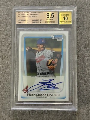 2011 Bowman Chrome FRANCISCO LINDOR Rookie Auto Autograph RC 9.5/10 HUGE GRADES! - Image 1 of 2