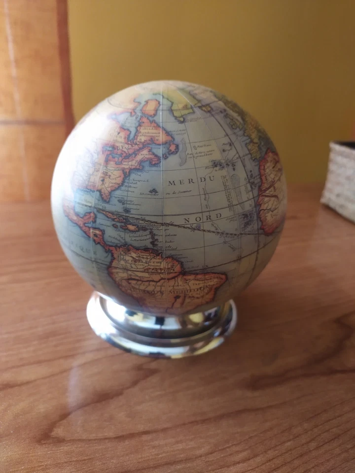 AUTHENTIC MODELS GL213 VAUGONDY SPHERE,14CM,GL200A BASE GLOBE AUMINIUM. - Imagen 1 de 3