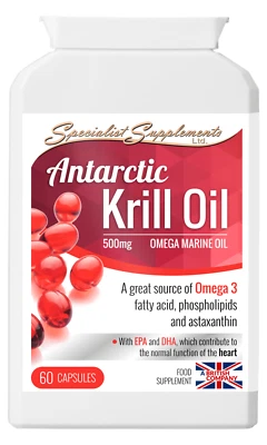 Antarctic Krill Oil (Superba) 500mg x 60 Capsules; Specialist Supplements