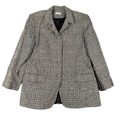 Blazer De Colección Ann May Mujer 10 100% Tejido Gris Seda Negro 4 Bolsillos con Botones Foto 1 de 4