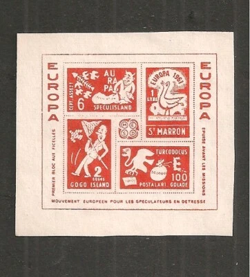 1961 RARE BLOC EUROPA PREMIER BLOC AUX FICELLES POUR SPECULATEURS EN DETRESSE - Photo 1/2