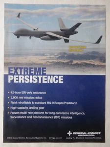 5/2014 PUB GENERAL ATOMICS AERONAUTICAL MQ-9 REAPER EXTENDED RANGE ORIGINAL ANZEIGE - Bild 1 von 1