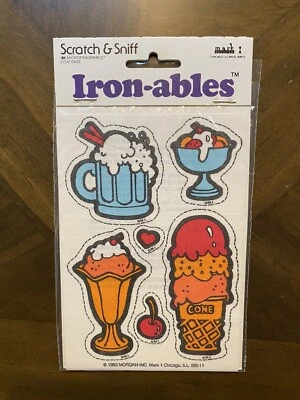Vintage Scratch & Sniff Iron-ables Patches 80's Ice Cream Milkshake Retro 1983 - Image 1 of 3