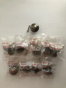 Lot of 10 Vintage Round Antique Brass Finish Knobs Ajax Scovill #870 Esperanto - Picture 1 of 4
