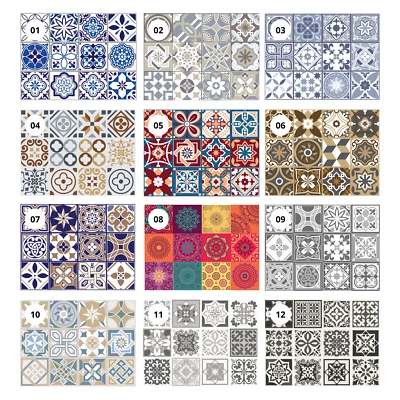 Tile Transfers Stickers Wall Vintage Mosaic Self-Adhesive Kitchen Peel and Stick - Image 1 of 3