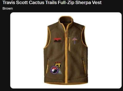 Chaleco Sherpa Travis Scott Cactus Jack Trails Cremallera Completa Marrón Talla XL Foto 1 de 4