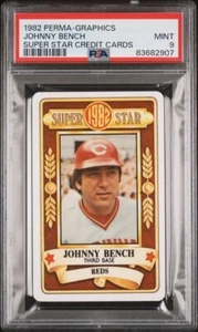 1982 Perma-Graphics Super Star Johnny Bench PSA 9 - Foto 1 di 2