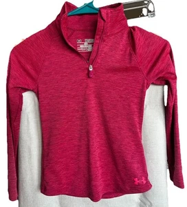 Under Armour Girls Youth XS Fitted Heat Gear 1/4 Zip Pink Pullover Jacket - Picture 1 of 6