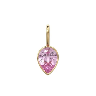 Dije de turmalina rosa natural de 7 mm oro de 14 k piedra de nacimiento de octubre colgante joyería Foto 1 de 4