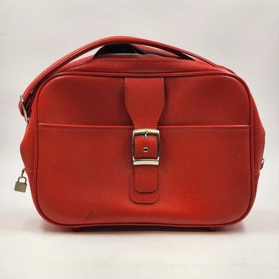 Amelia Earhart Travel Shoulder Bag Red Carry-On Luggage Footed 17" Vintage USA - Image 1 of 4