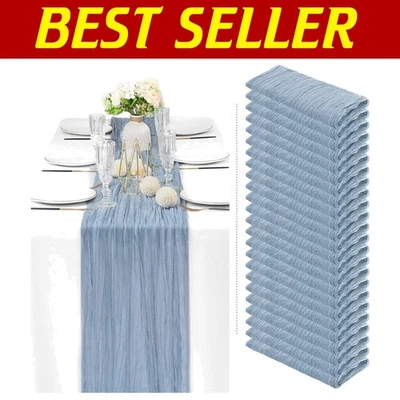 Rustic Dusty Blue Cheesecloth Table Runners - 24 Pack 35x120 Inch for Parties - Image 1 of 4