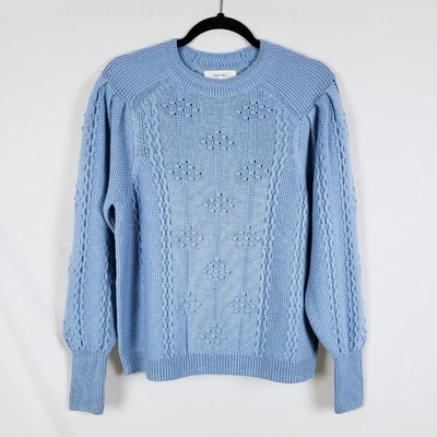 Per Una Cable Knit Sweater Womens 14 Wool Powder Blue Soft Girl Academia Twee - Image 1 of 4