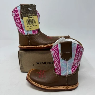 Botas de Vaquero Roper Infantil Niñas Vaqueras Cuero Azteca Rosa Talla 2 Foto 1 de 4
