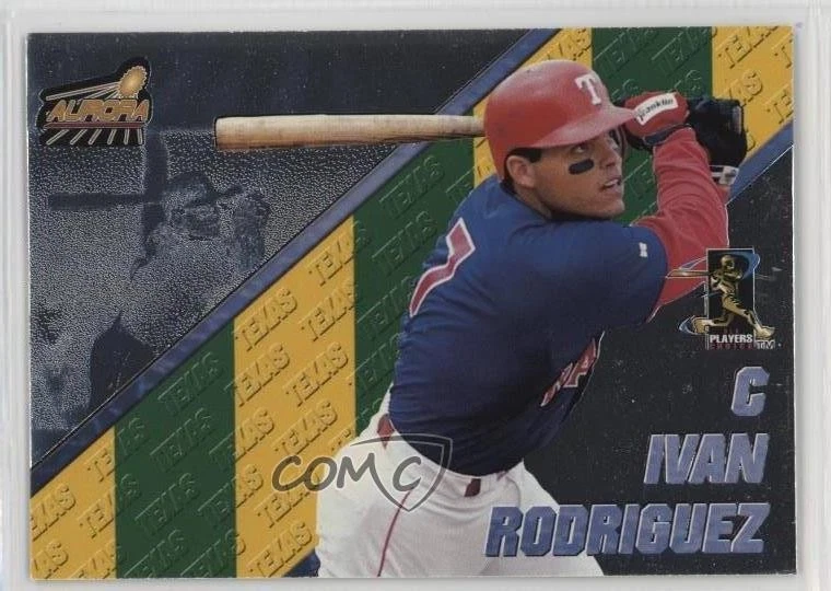 1998 Pacific Aurora Pennant Fever Silver /250 Ivan Rodriguez #7 HOF - Image 1 of 2