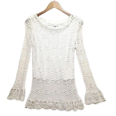 Joseph A Blanco Algodón Crochet Manga Gorra Suéter Chaqueta Bolero Talla Mediana  Foto 1 de 4