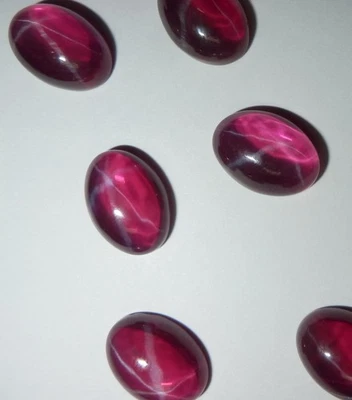 Transparent Star Ruby Oval 14x10 mm Cabochon 6 Rayed Lab-created 10 pieces Lot - Image 1 of 4