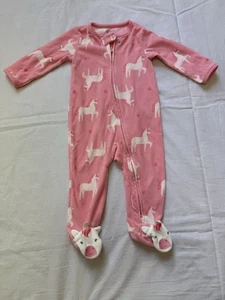 Carter’s 6-9 M morbido pile unicorno rosa bianco invernale zip piedini carino - Foto 1 di 11