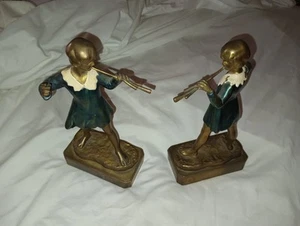 Vintage Pompeian Bronze Bookends Peter Pan Rare VGC - Picture 1 of 12