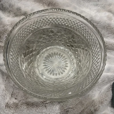 Cuenco de vidrio transparente vintage Anchor Hocking Wexford Collection ensalada grande fruta Foto 1 de 4