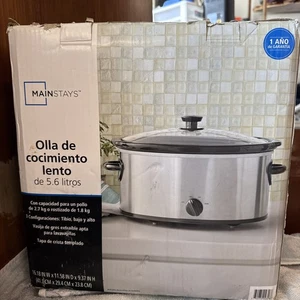 6 Quart Oval Slow Cooker, Stainless Steel Finish, Glass Lid - Picture 1 of 1