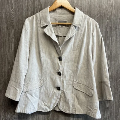 Marks & Spencer Blazer Linen Cotton Stripe Per Una Square Button Jacket Size 18 - Image 1 of 4