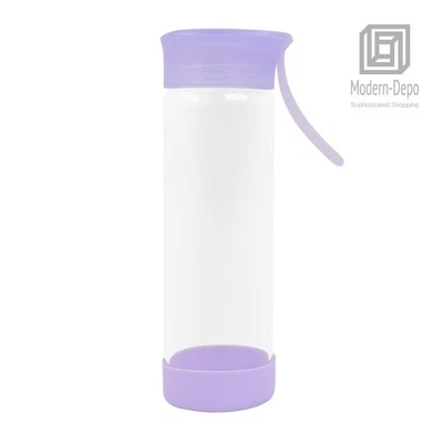 Clear Water Bottle 14oz / 410ml Wide Mouth Glass Bottles with Lids for Juicing - Image 1 of 4