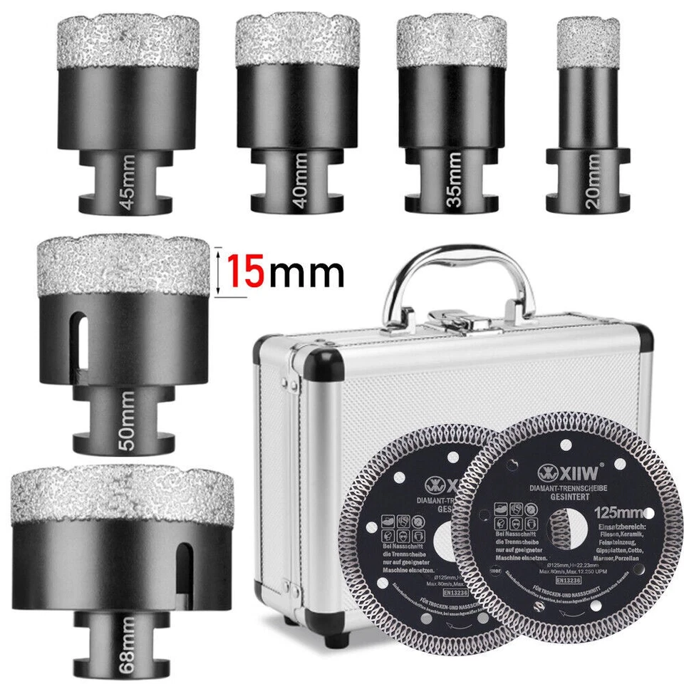 6X M14 Diamantbohrkrone Fliesenbohrer Diamantbohrer 20-68mm für Winkelschleifer