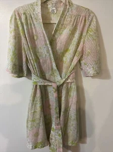 Juli of Slumbertogs Lightweight Sheer Short Floral Robe Dress Size Small Belted - Picture 1 of 11
