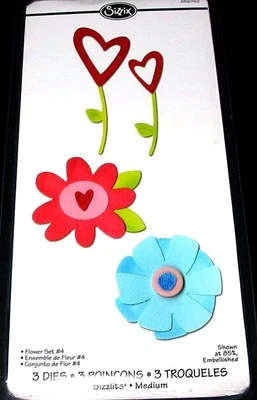 Heart Flower  #4 Sizzix Sizzlits Die Set 656762 NEW! - Image 1 of 3