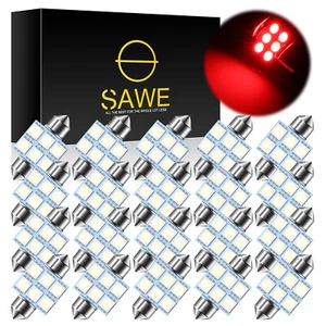 20 x SAWE Red 31MM Festoon 5050 6SMD Dome Map LED Light Bulbs DE3175 DE3022 - Picture 1 of 6