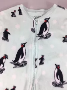 Nick & Nora S Penguins Green One Piece Fleece Pajamas Sleeper Union Suit - Picture 1 of 8